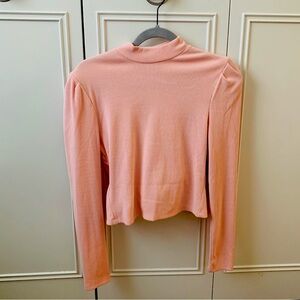 Open back baby pink long sleeve top